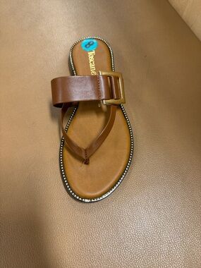 TOSCANELLA Cognac /Gold Made In Italy Buckle Sandals